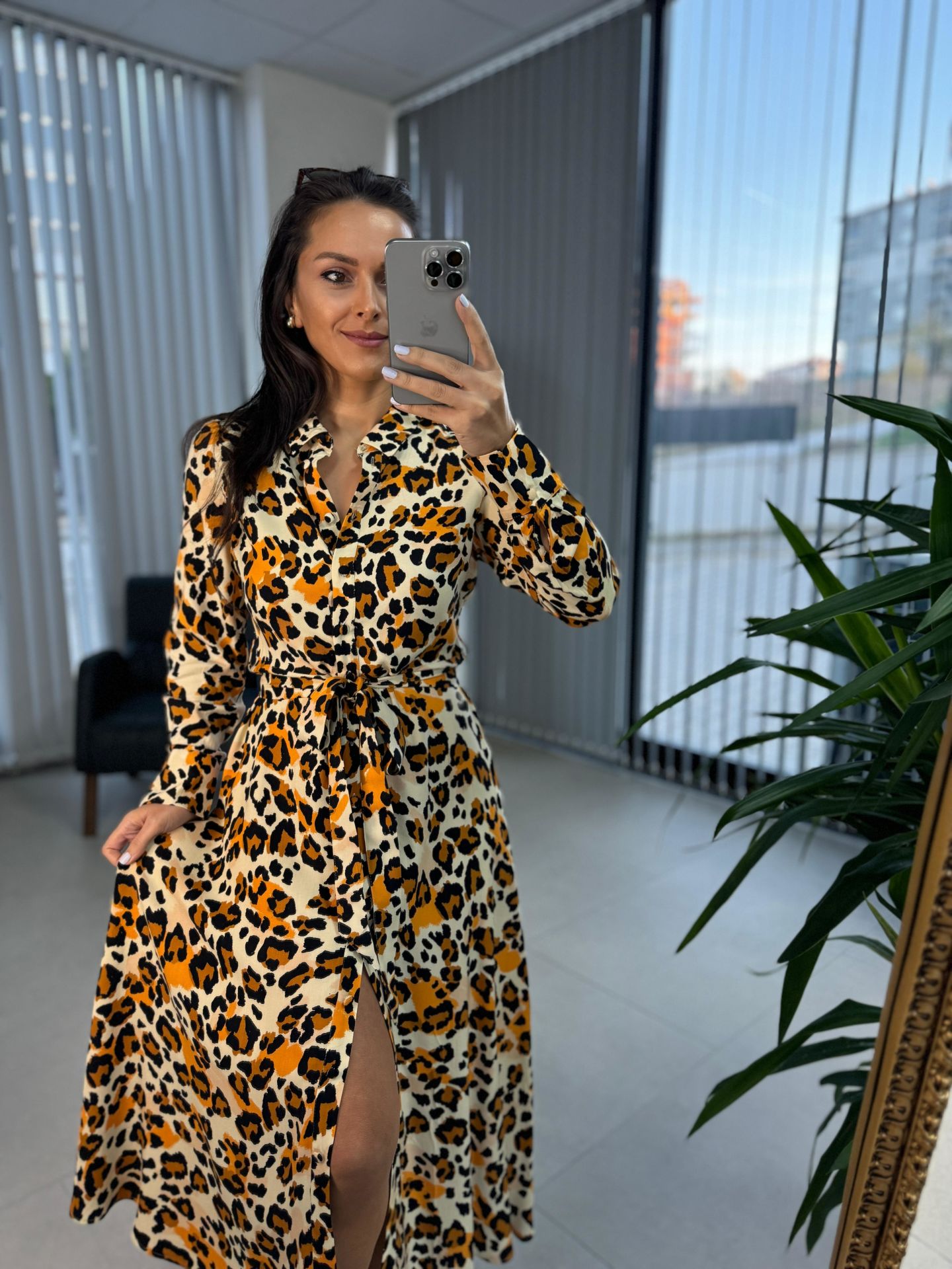 Orj. Marka Leopar Gömlek Elbise