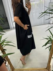Dr 2591 Eteği Şerit Çizgili Elbise